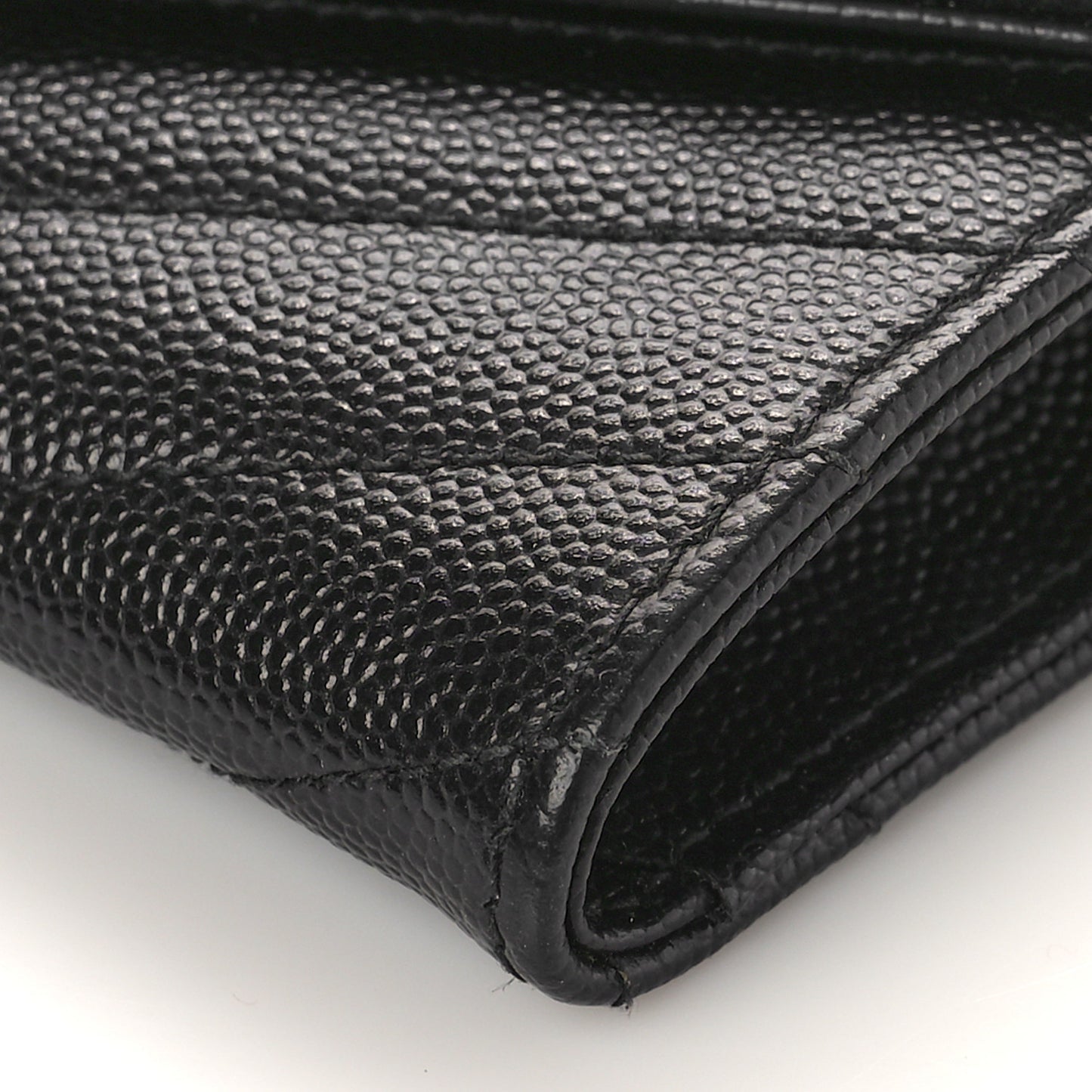 Grain De Poudre Matelasse Chevron Small Monogram Envelope Wallet Black