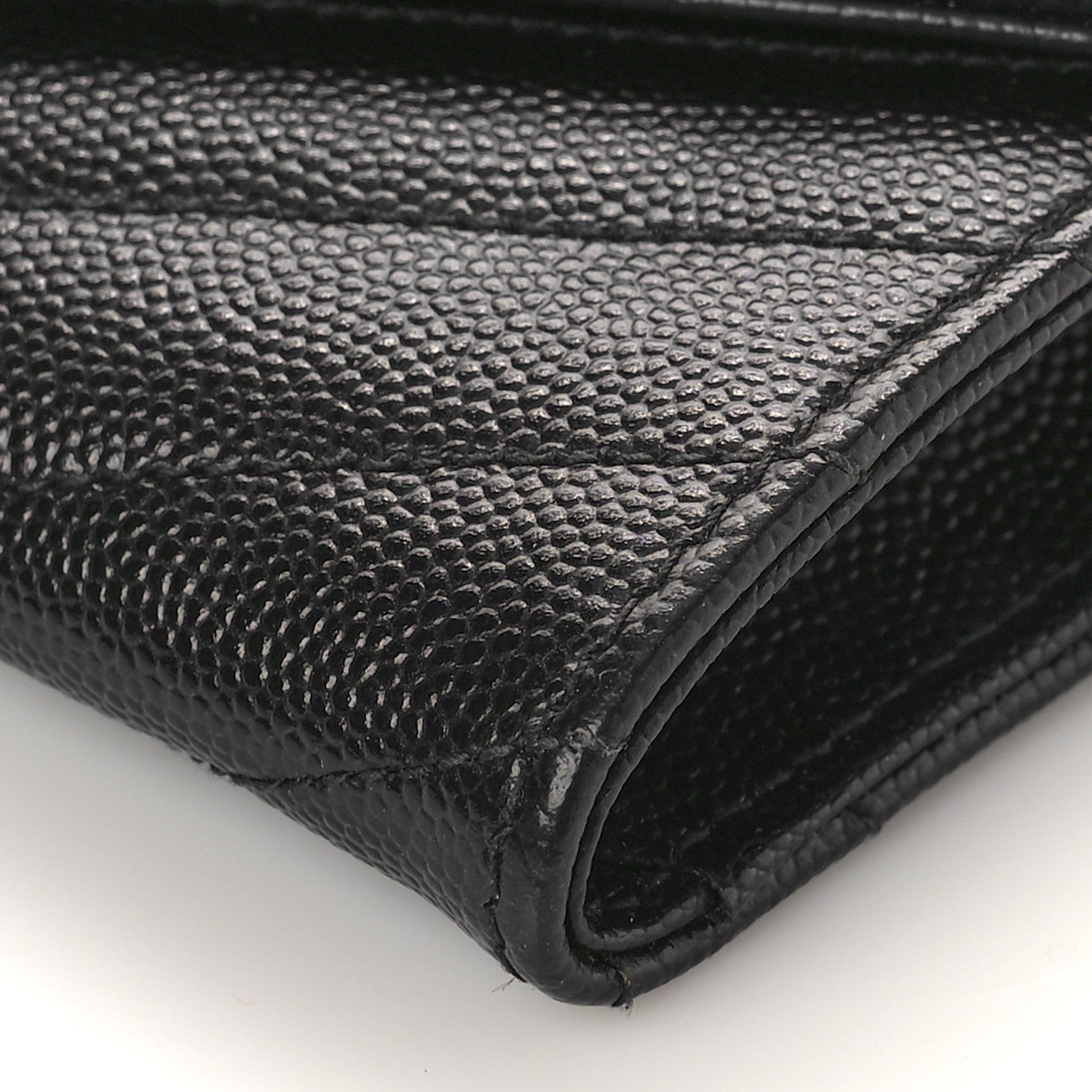 Saint Laurent Grain De Poudre Matelasse Chevron Small Monogram Envelope Wallet Black 8 of 9