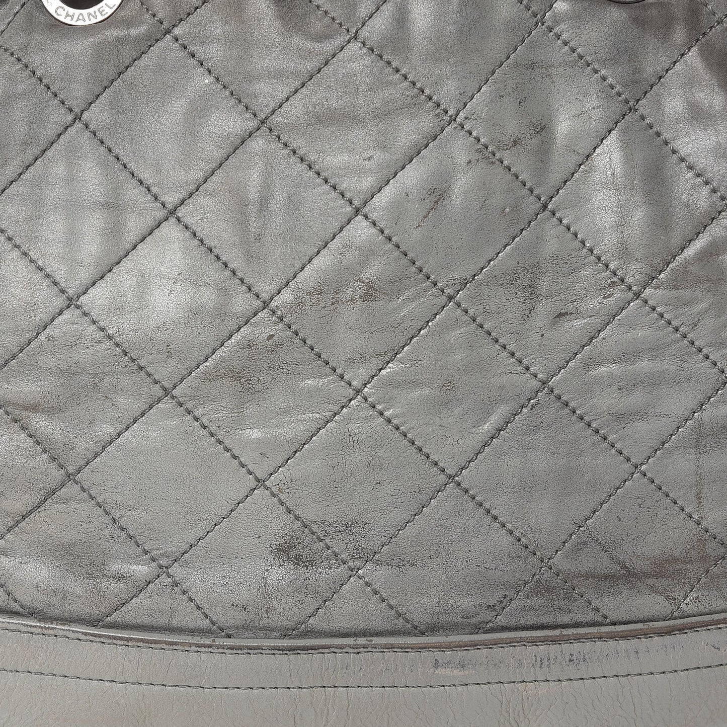 Iridescent Calfskin VIP Shopping Tote Grey