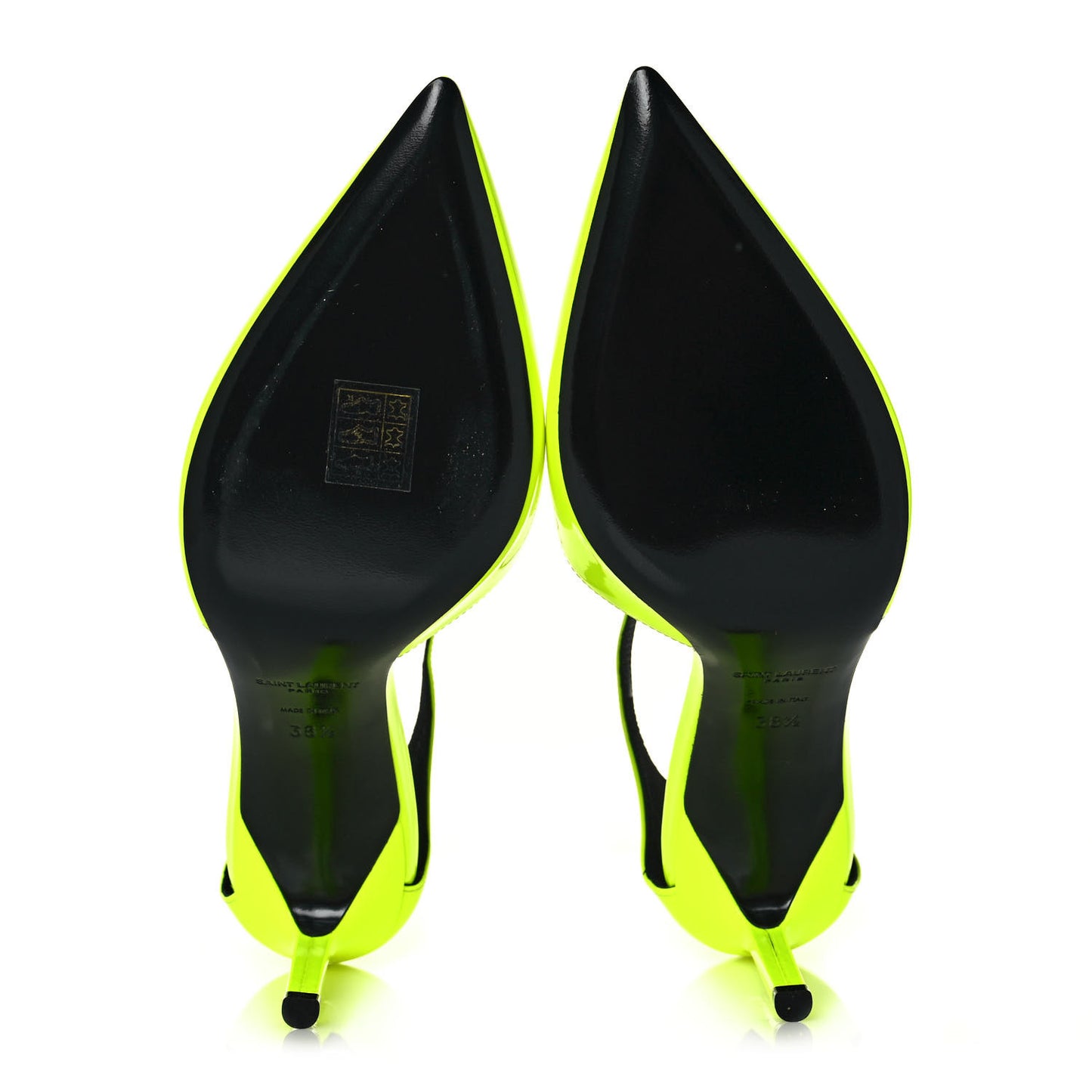 Patent Anja 85 Ankle Strap Pointed Pumps 38.5 Fluo Yellow