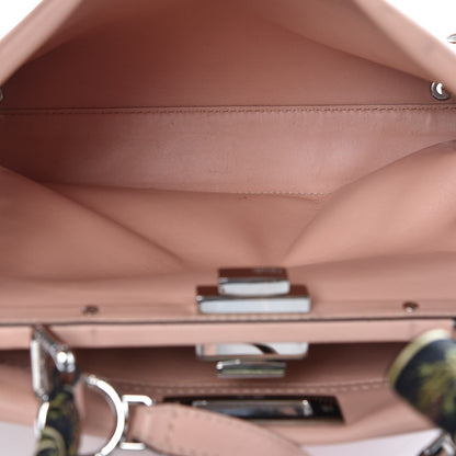 Fendi Vitello Seta Shiny Nappa Ribbon Lace Up Floral Medium Peekaboo Iconic Satchel Baby Pink Multicolor 5 of 10