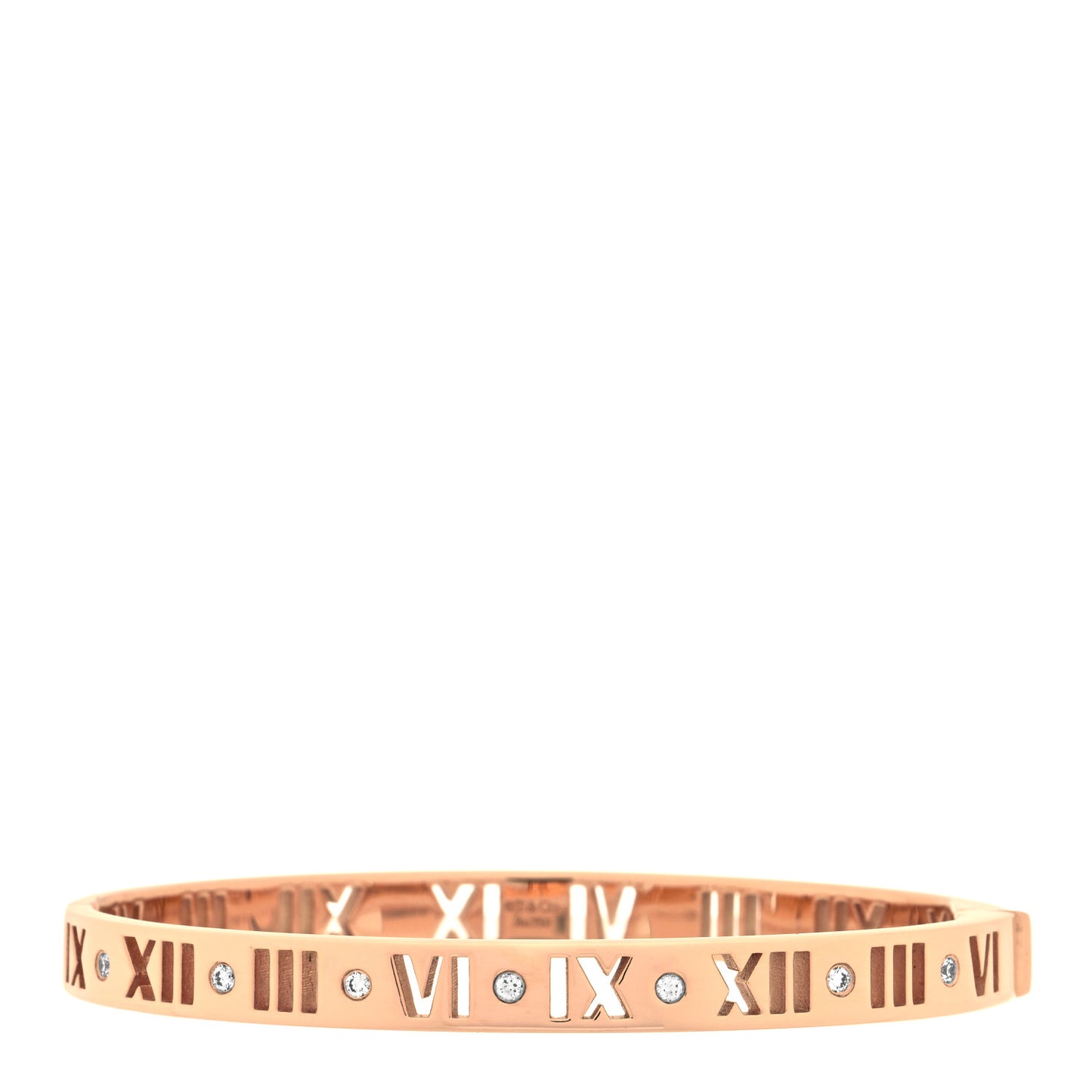 18K Rose Gold Diamond Atlas Pierced Hinged Bangle Bracelet