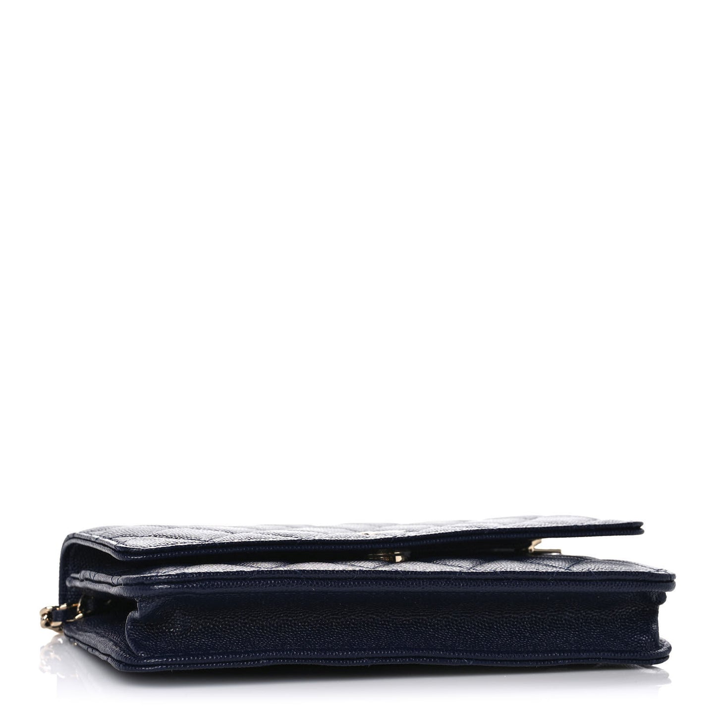 Caviar Quilted Wallet On Chain WOC Navy Blue
