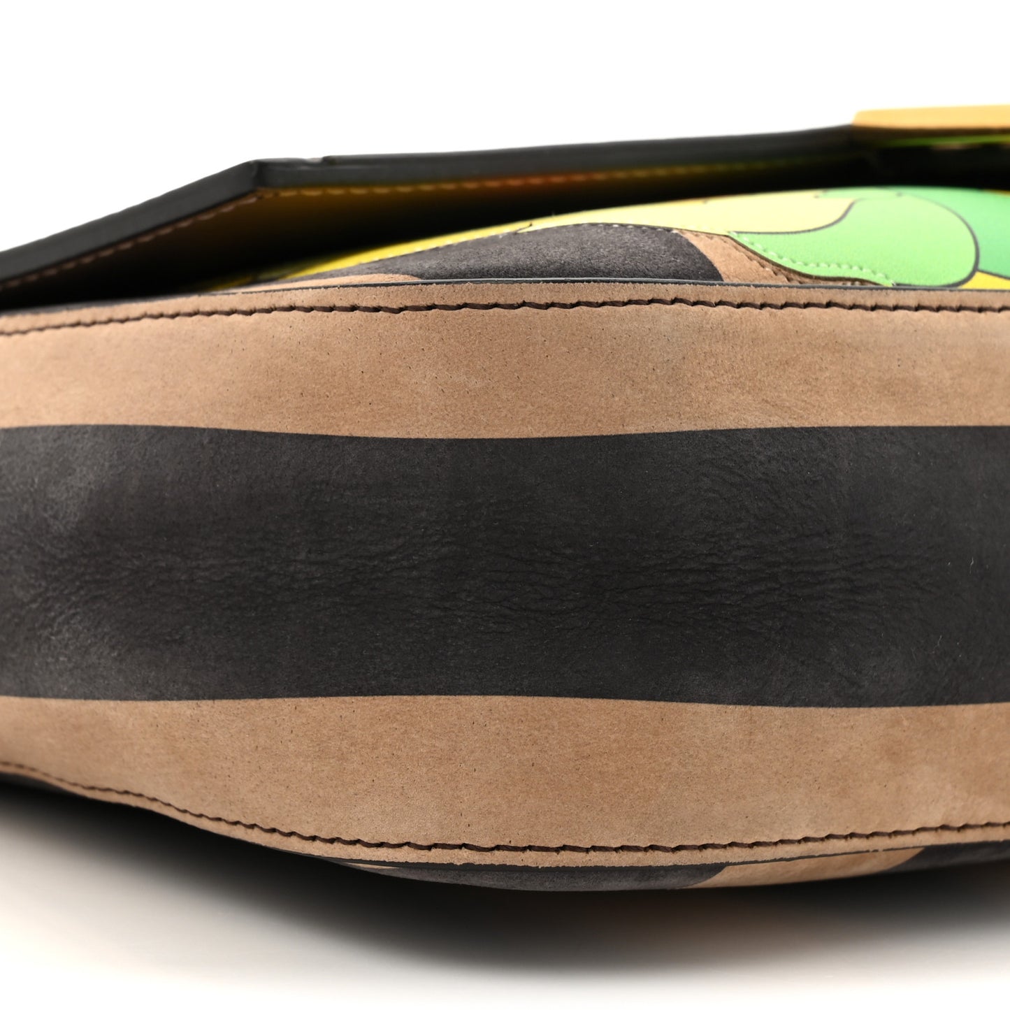 Nubuck Pequin Floral Print Baguette Tobacco Moro Ebano