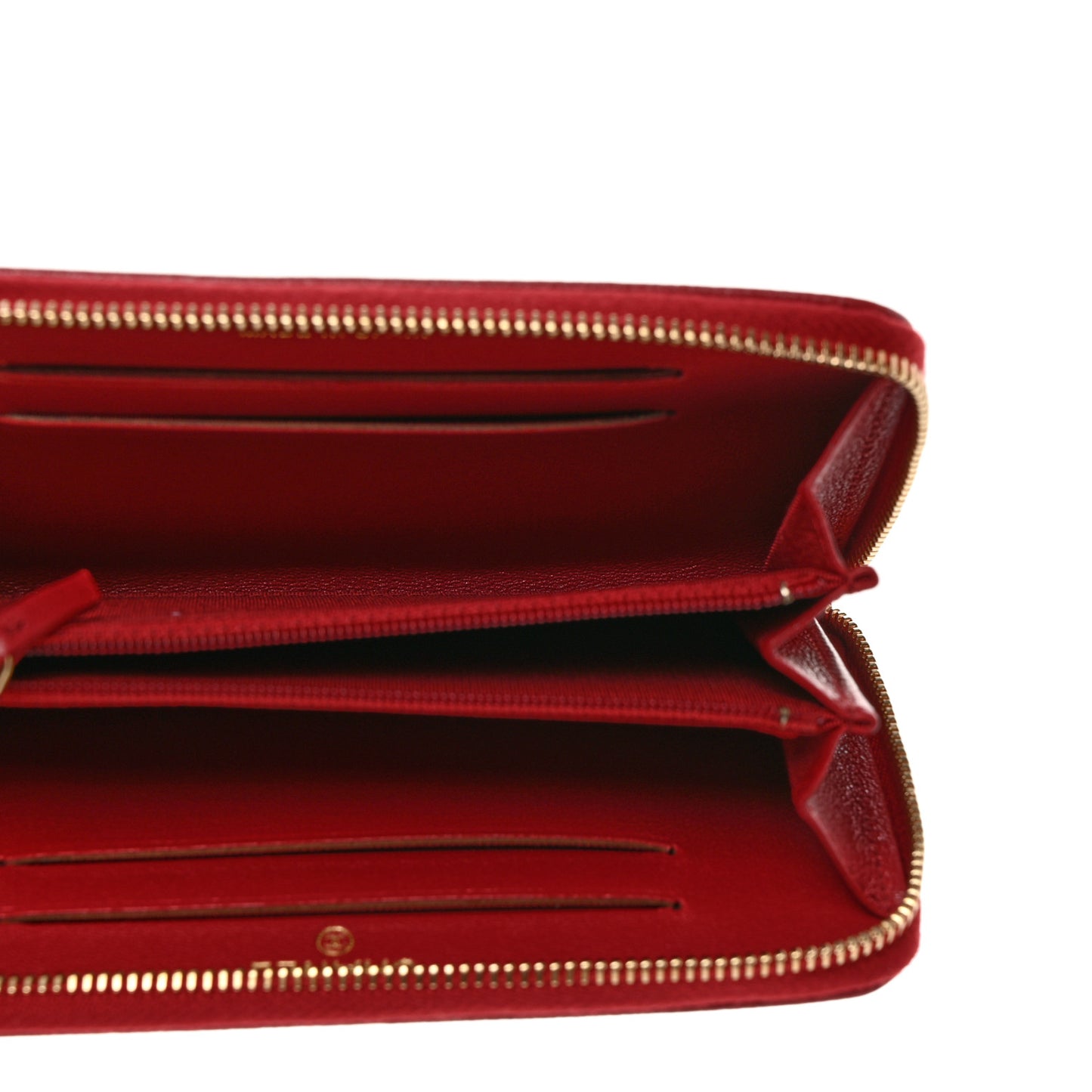 Sheepskin Quilted Medium Mademoiselle Vintage Zip Around Wallet Red