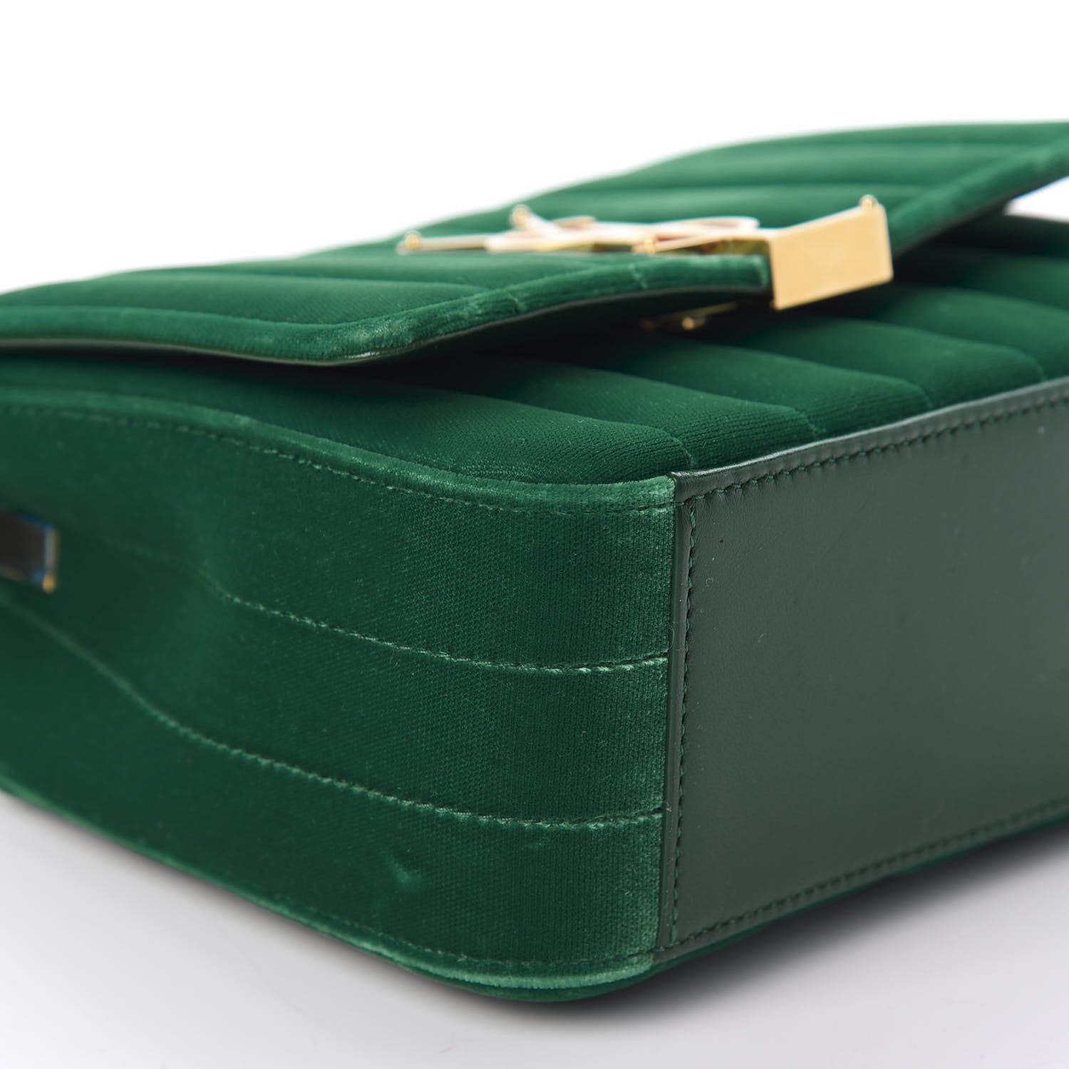 Saint Laurent Velvet Matelasse Small Vicky Chain Bag Deep Malachite 5 of 10