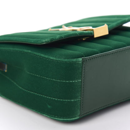 Saint Laurent Velvet Matelasse Small Vicky Chain Bag Deep Malachite 5 of 10