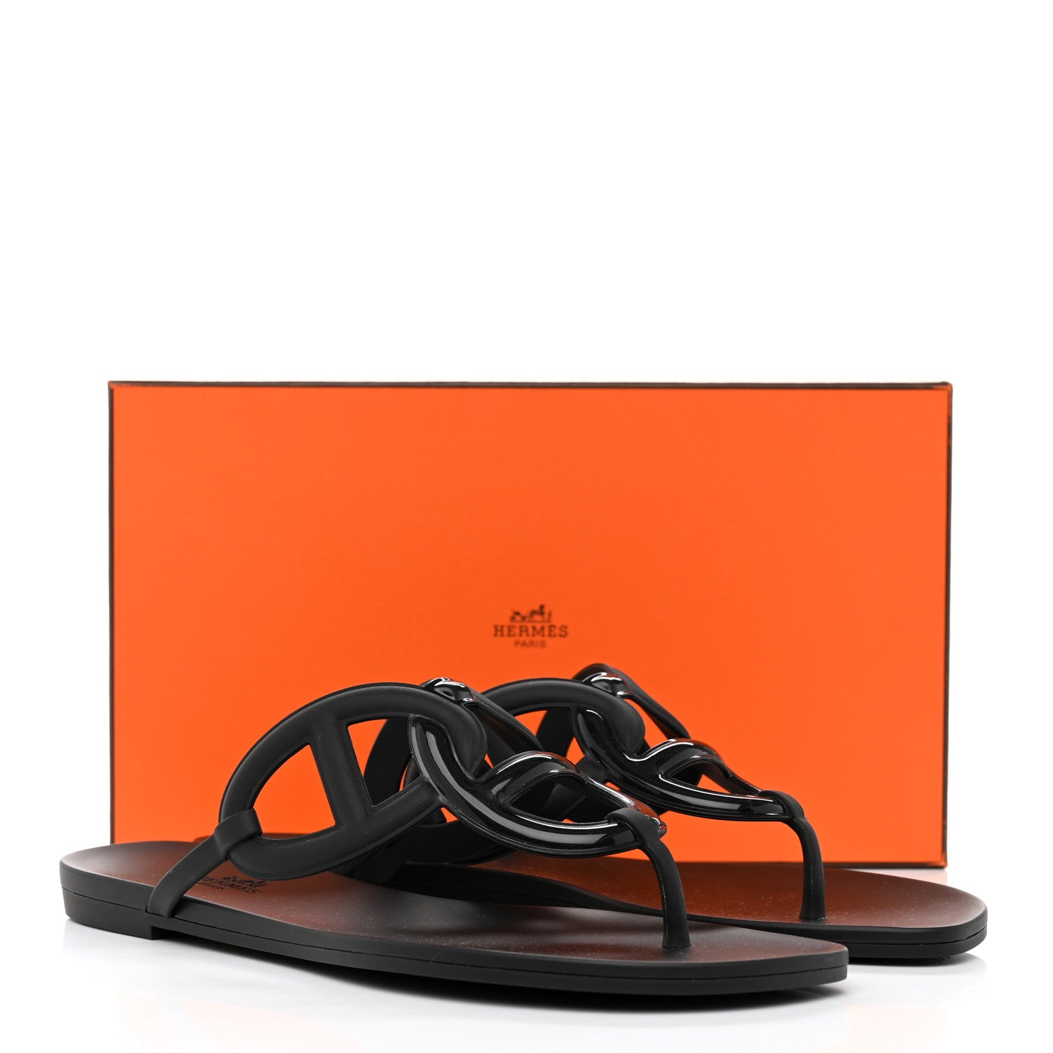 Hermes Rubber Womens Egerie Sandals 41 Black 9 of 9