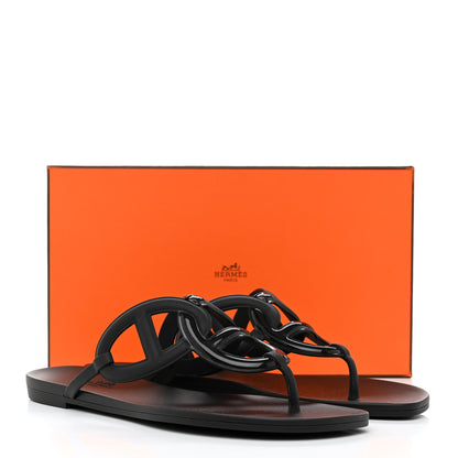 Hermes Rubber Womens Egerie Sandals 41 Black 9 of 9