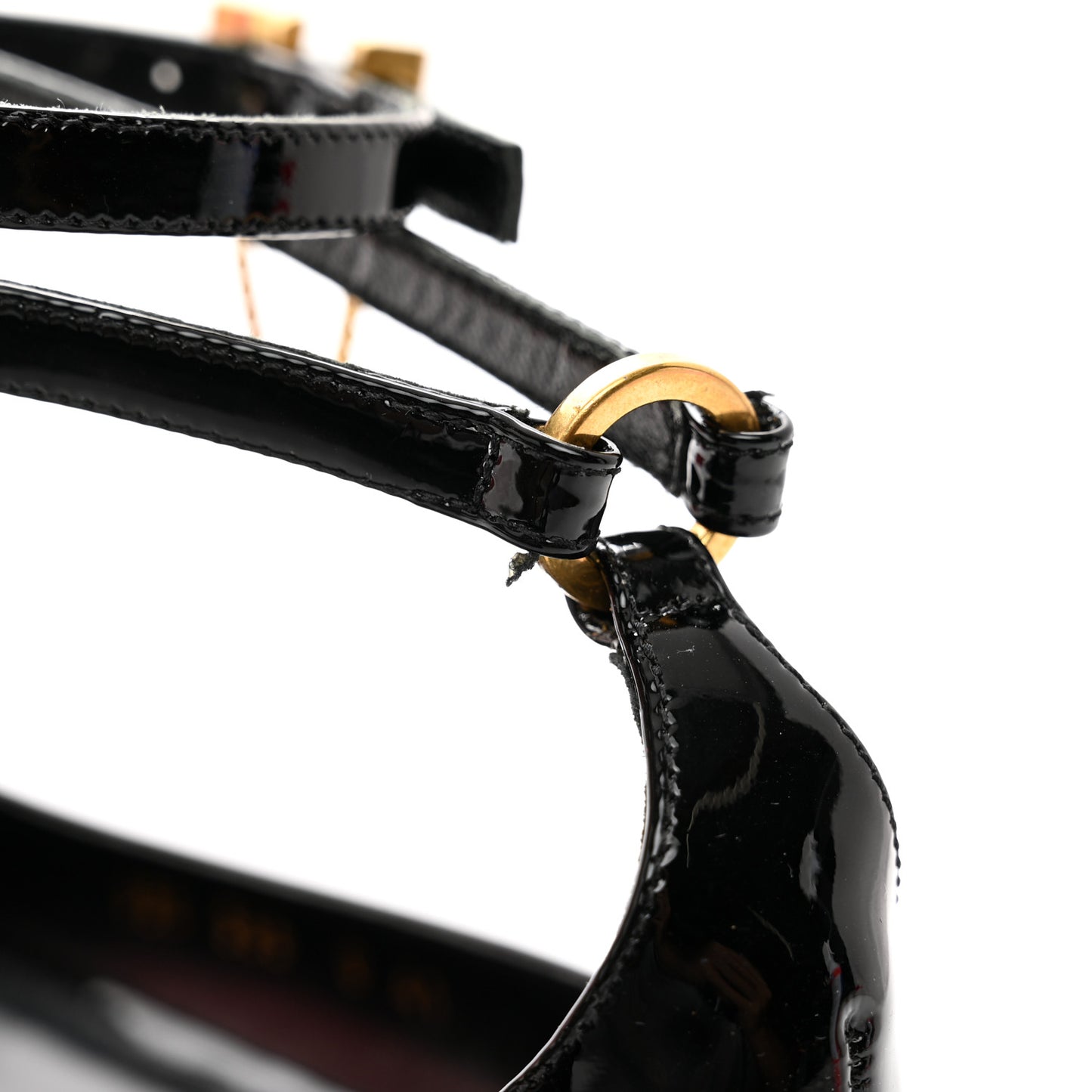 Patent Ballerina Ankle Strap Flats 41 Black
