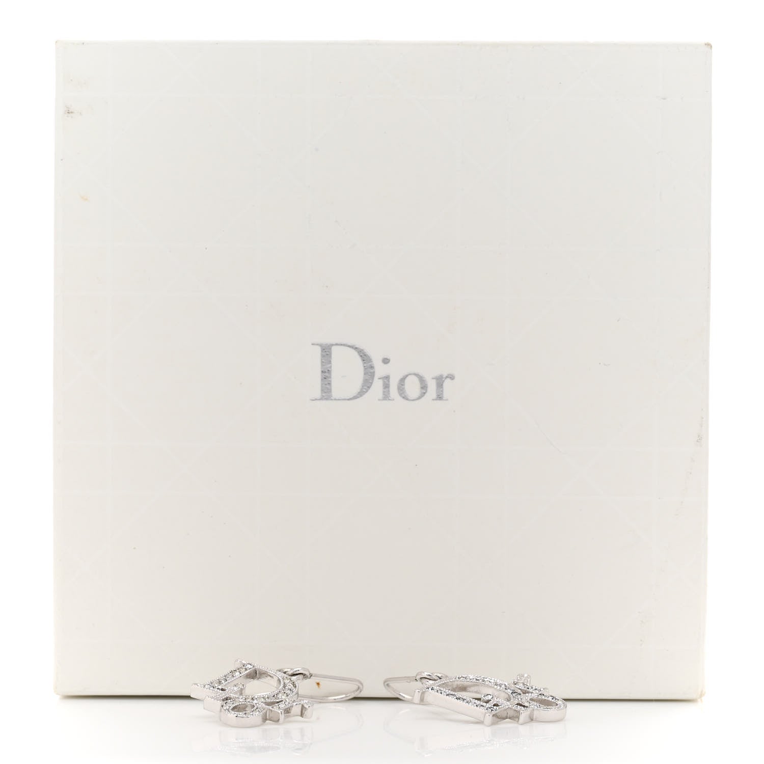 Christian Dior Crystal Logo Earrings Silver 4 of 4