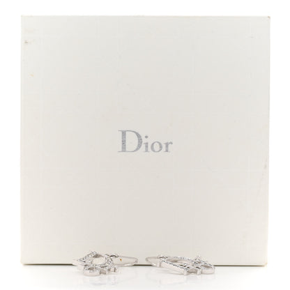 Christian Dior Crystal Logo Earrings Silver 4 of 4
