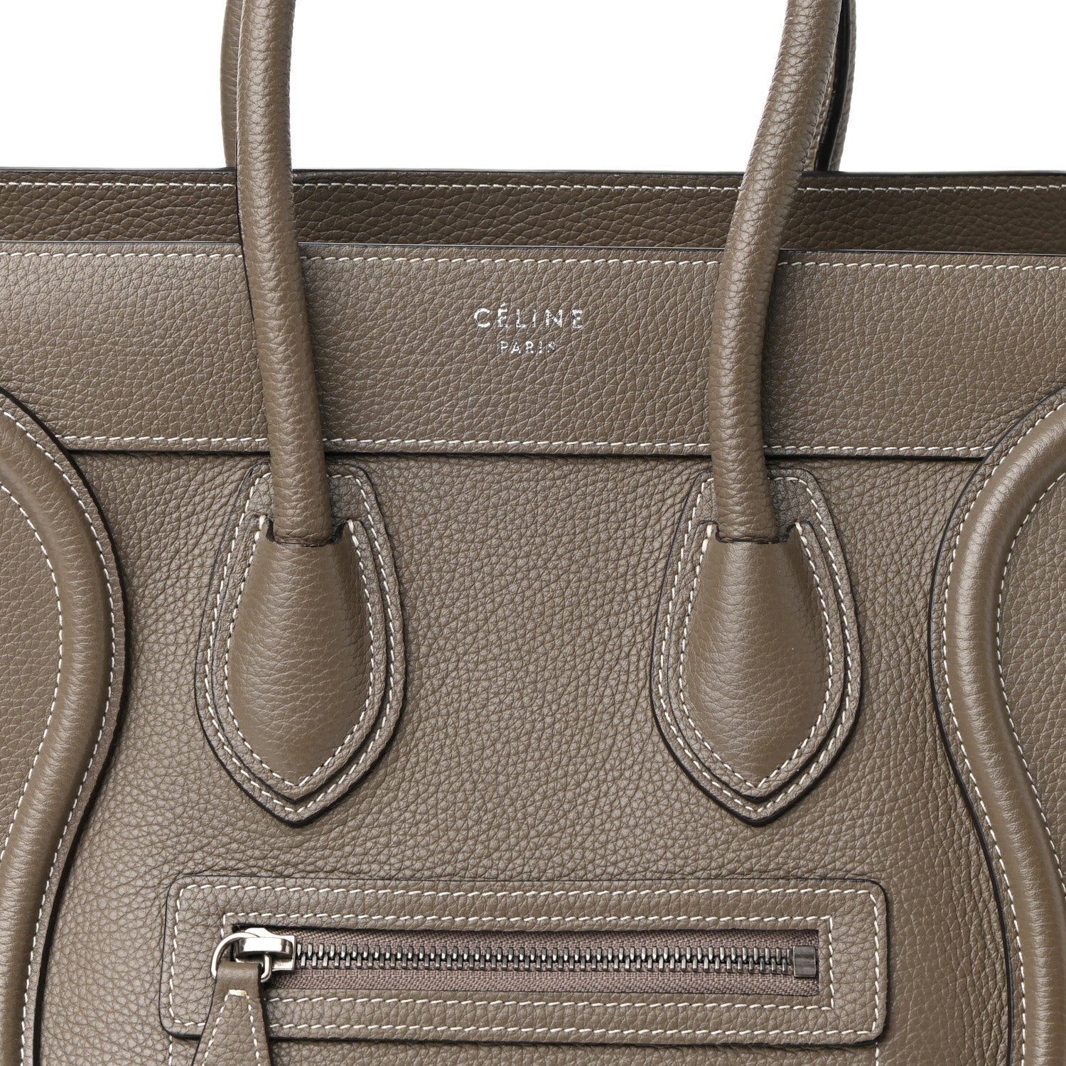 Celine Drummed Calfskin Micro Luggage Souris 7 of 10