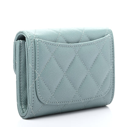 Chanel Iridescent Caviar Quilted Flap Card Holder Wallet Light Blue 5 of 14