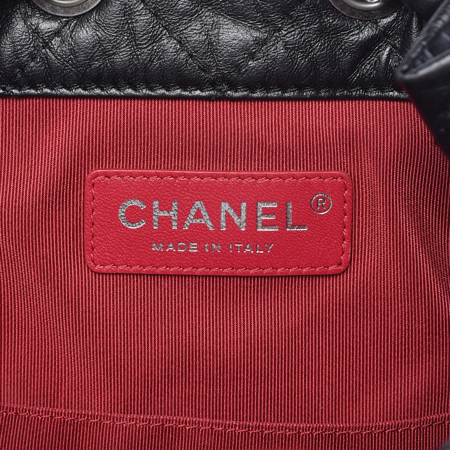 Aged Calfskin Quilted Gabrielle Backpack Black