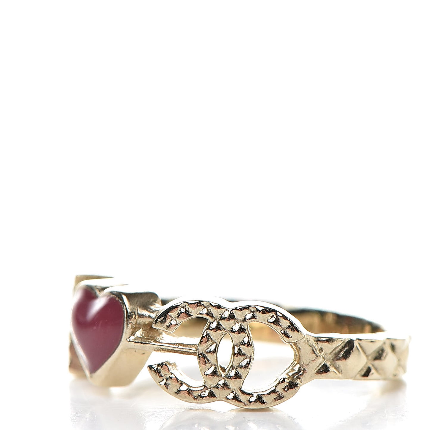 Enamel I Heart CC Ring 5.5 Gold Dark Red