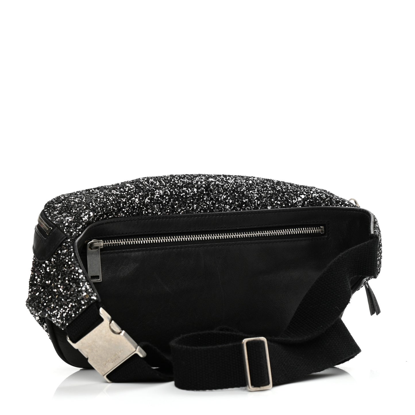 Lambskin Glitter Belt Bag Metallic Black