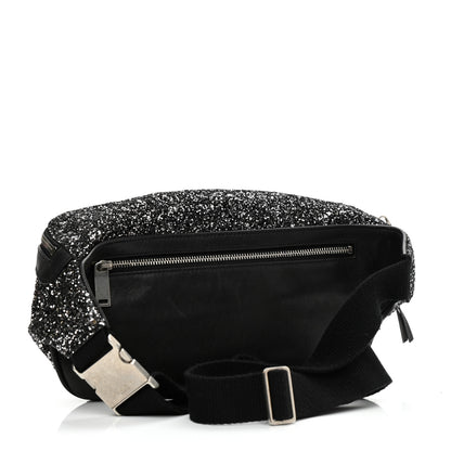 Saint Laurent Lambskin Glitter Belt Bag Metallic Black 3 of 8