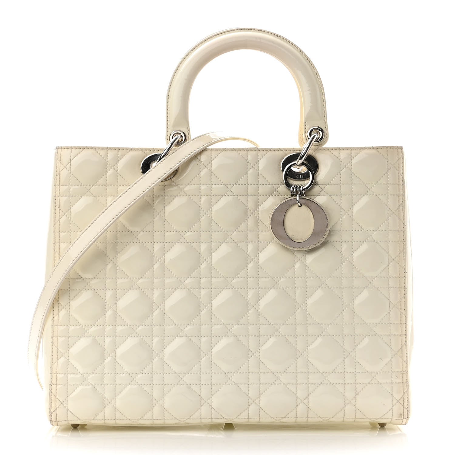 Christian Dior Patent Cannage Large Lady Dior White 1 of 10