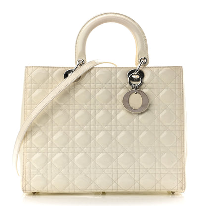 Christian Dior Patent Cannage Large Lady Dior White 1 of 10