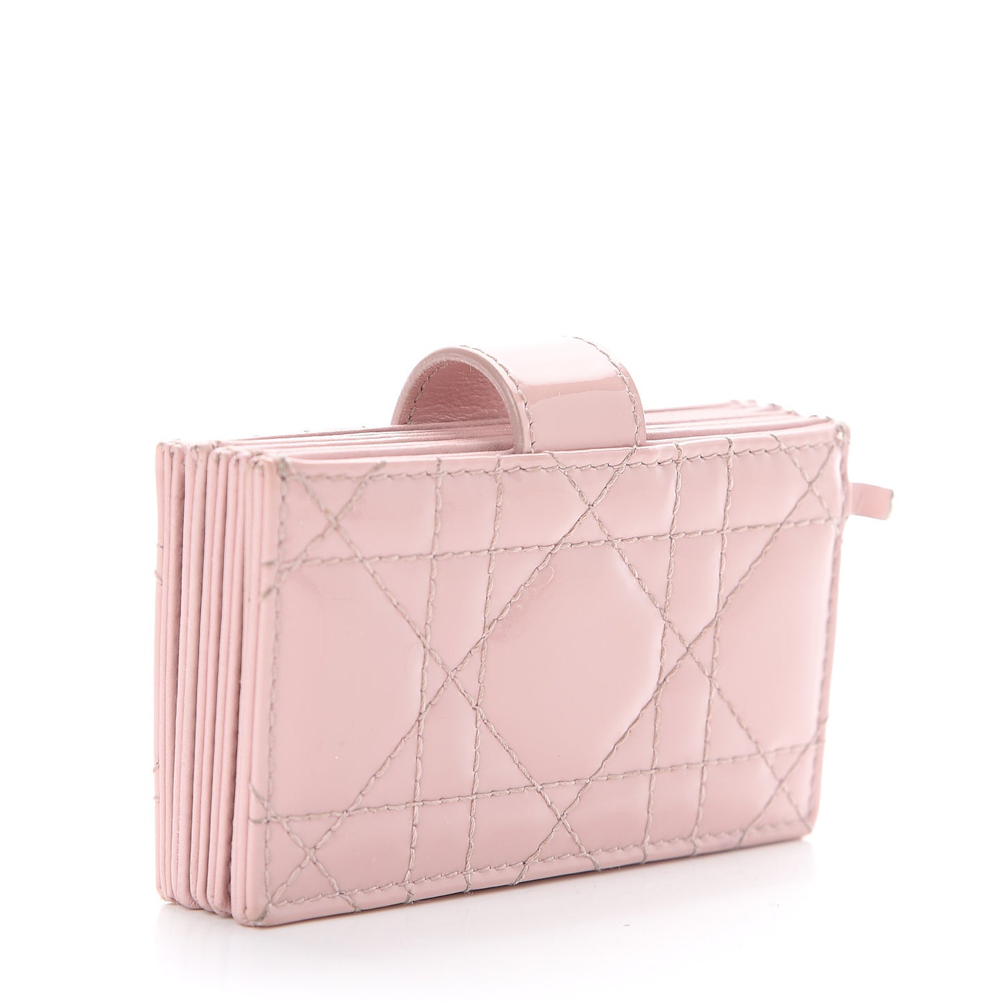 Patent Cannage Lady Dior 5-Gusset Card Holder Pink
