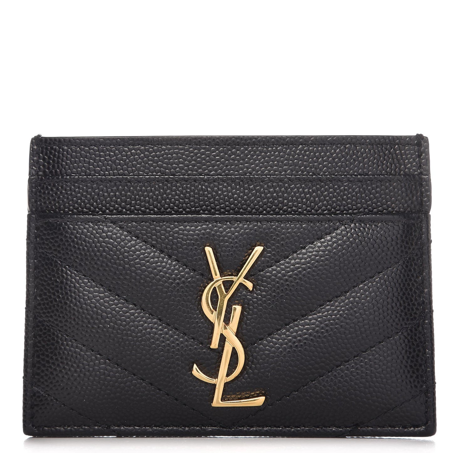 Grain De Poudre Matelasse Chevron Monogram Credit Card Case Black