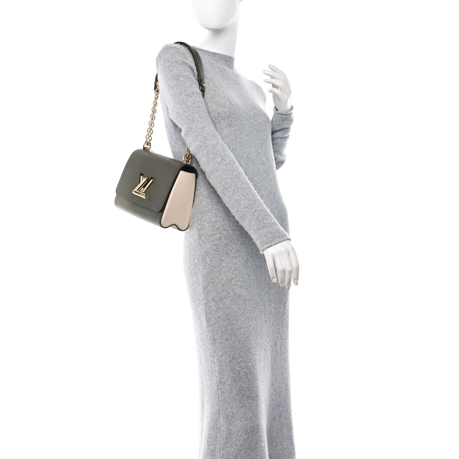 Louis Vuitton Epi Twist Shoulder Bag MM Kaki Creme 2 of 12
