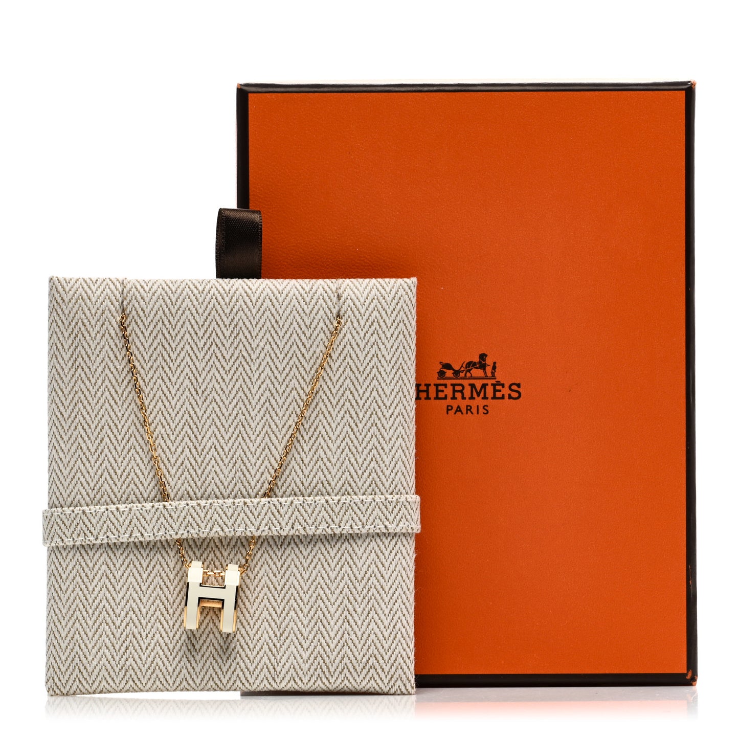 Lacquered Gold Pop H Pendant Necklace White