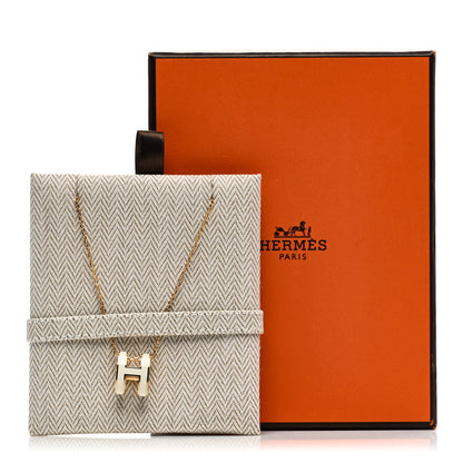 Hermes Lacquered Gold Pop H Pendant Necklace White 7 of 7