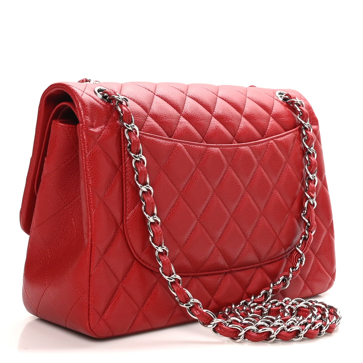 Caviar Quilted Jumbo Double Flap Dark Red