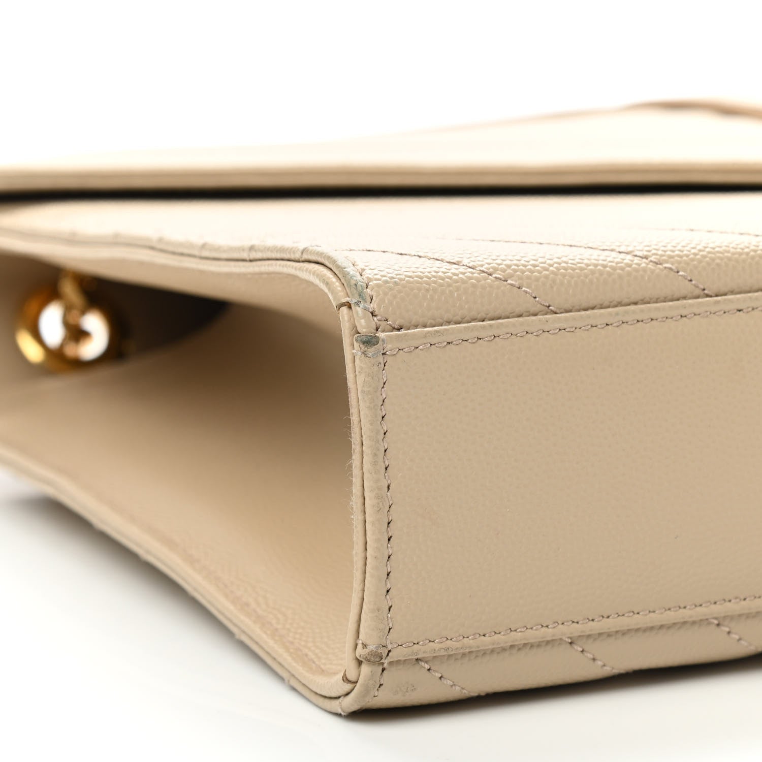 Saint Laurent Grain De Poudre Matelasse Chevron Large Monogram Satchel Dark Beige 10 of 14
