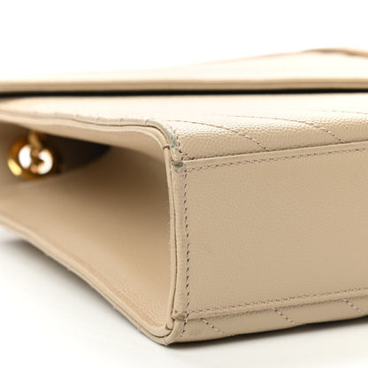 Saint Laurent Grain De Poudre Matelasse Chevron Large Monogram Satchel Dark Beige 10 of 14