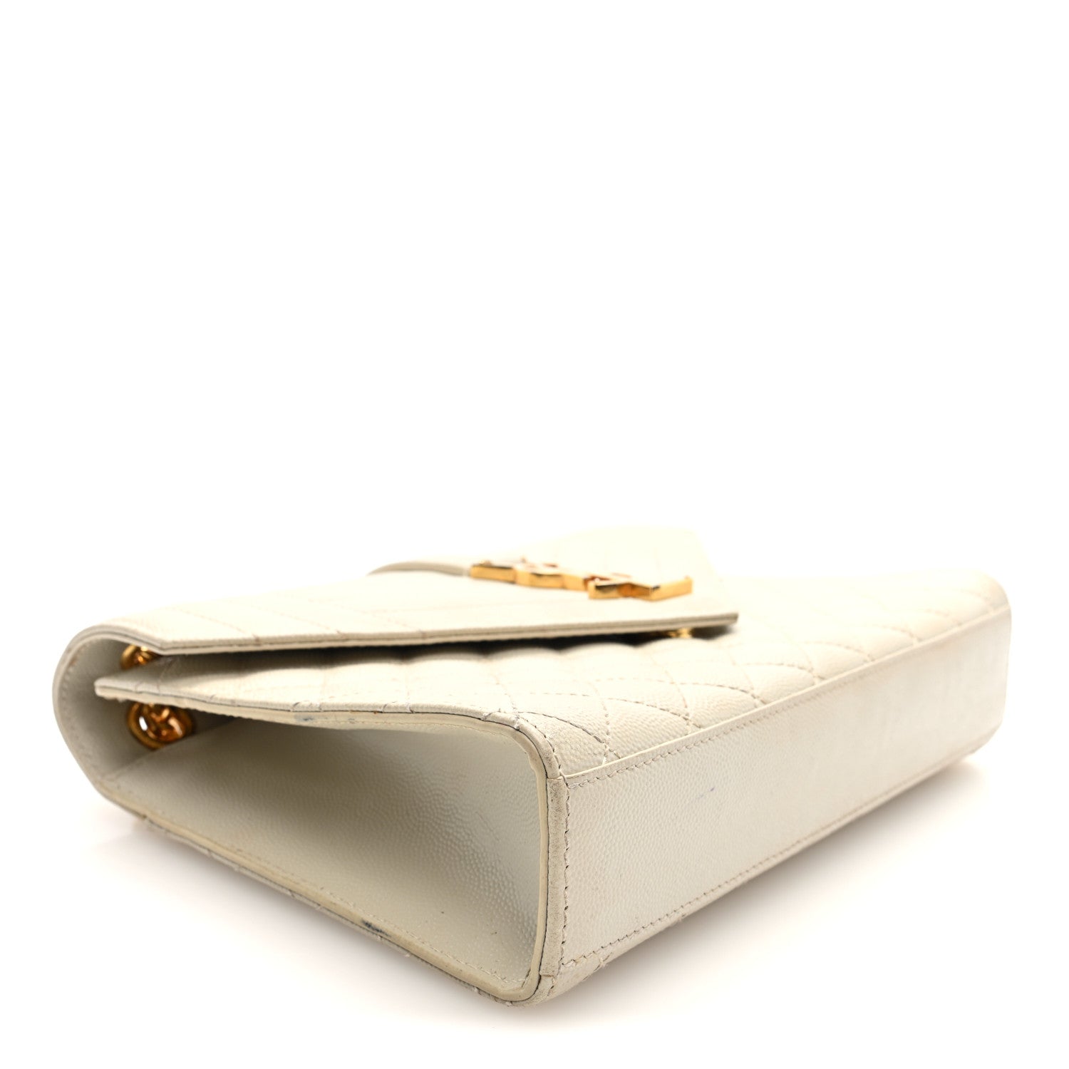 Saint Laurent Grain De Poudre Textured Mixed Matelasse Medium Triquilt Monogram Satchel Crema Soft 4 of 9