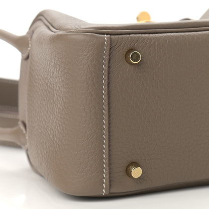 Hermes Taurillon Clemence Mini Lindy 20 Etoupe 9 of 11