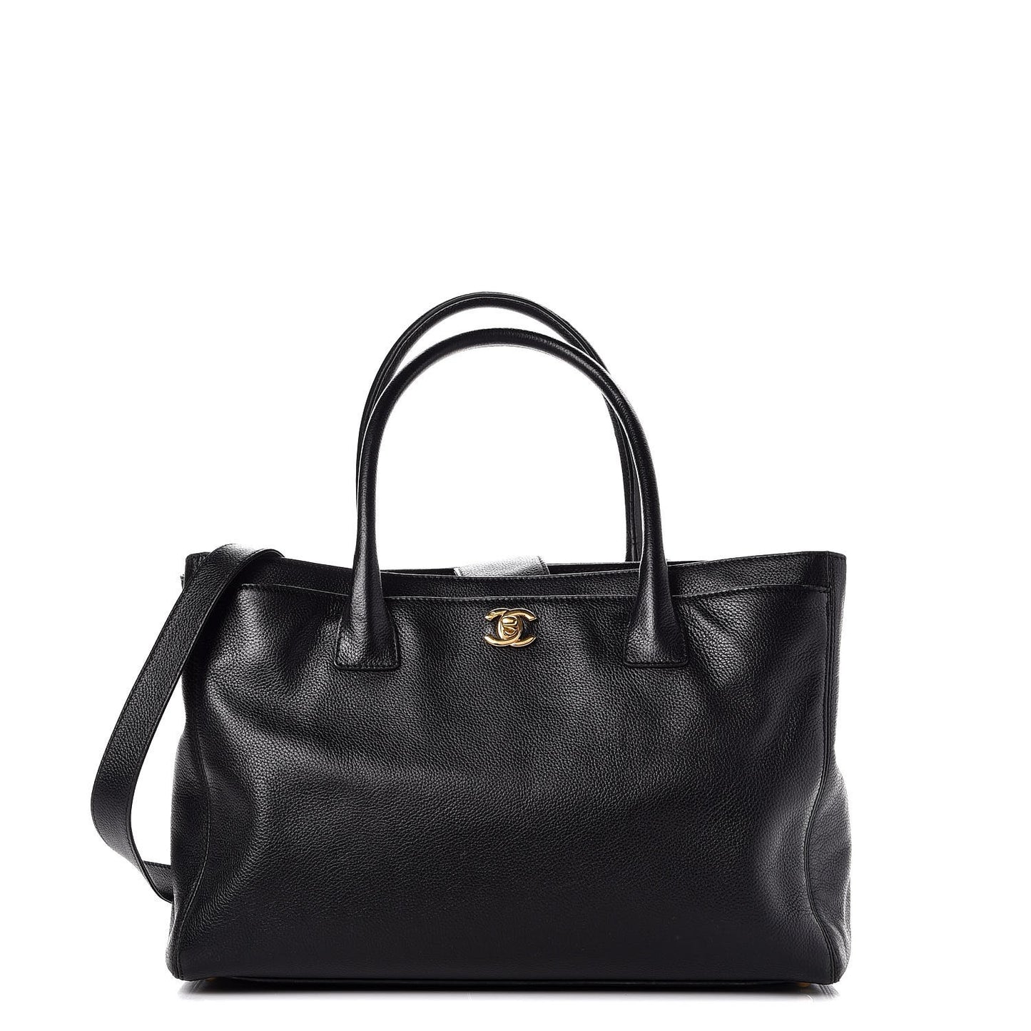 Calfskin Cerf Executive Shopper Tote Black