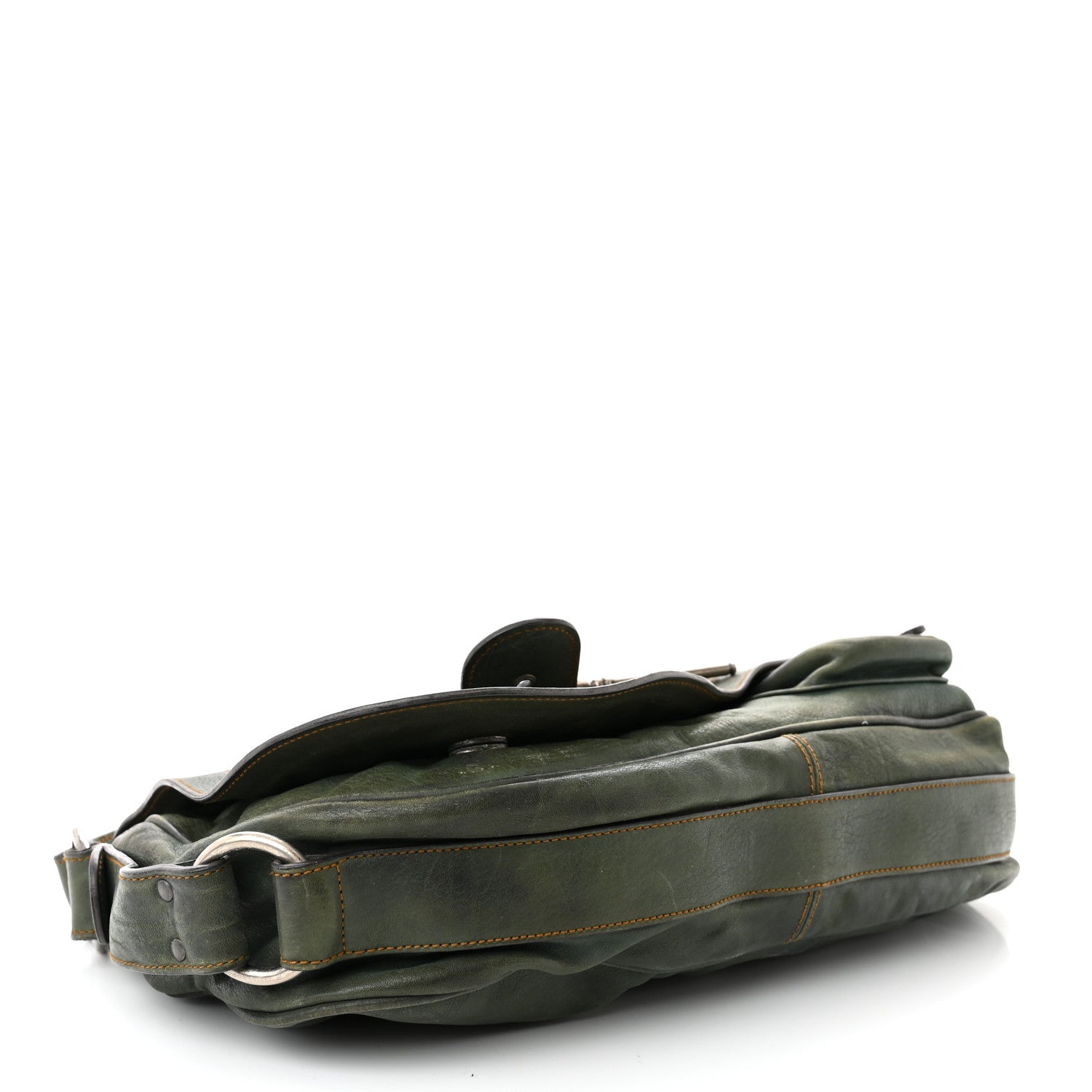 Christian Dior Calfskin Medium Gaucho Double Saddle Bag Green 4 of 19