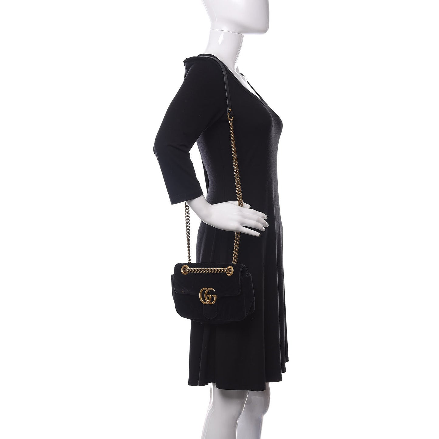 Velvet Matelasse Mini GG Marmont Shoulder Bag Black