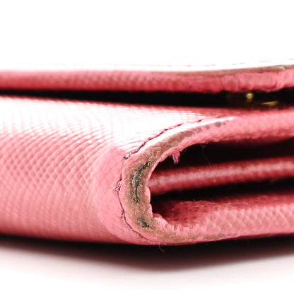 Prada Saffiano Metal Oro Chain Wallet Ibisco 11 of 13