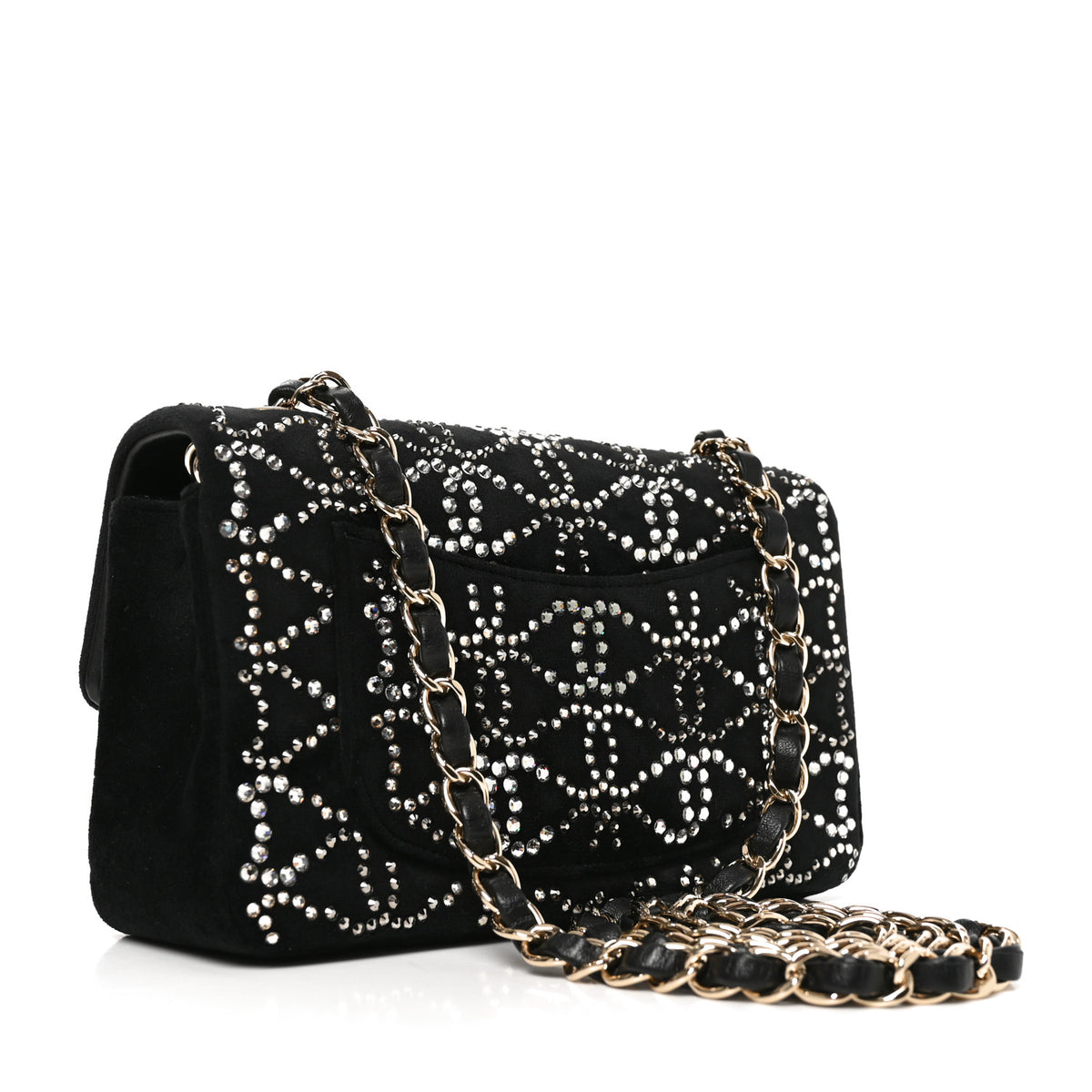 Chanel Velvet Crystal Mini Rectangular Flap Black 3 of 10