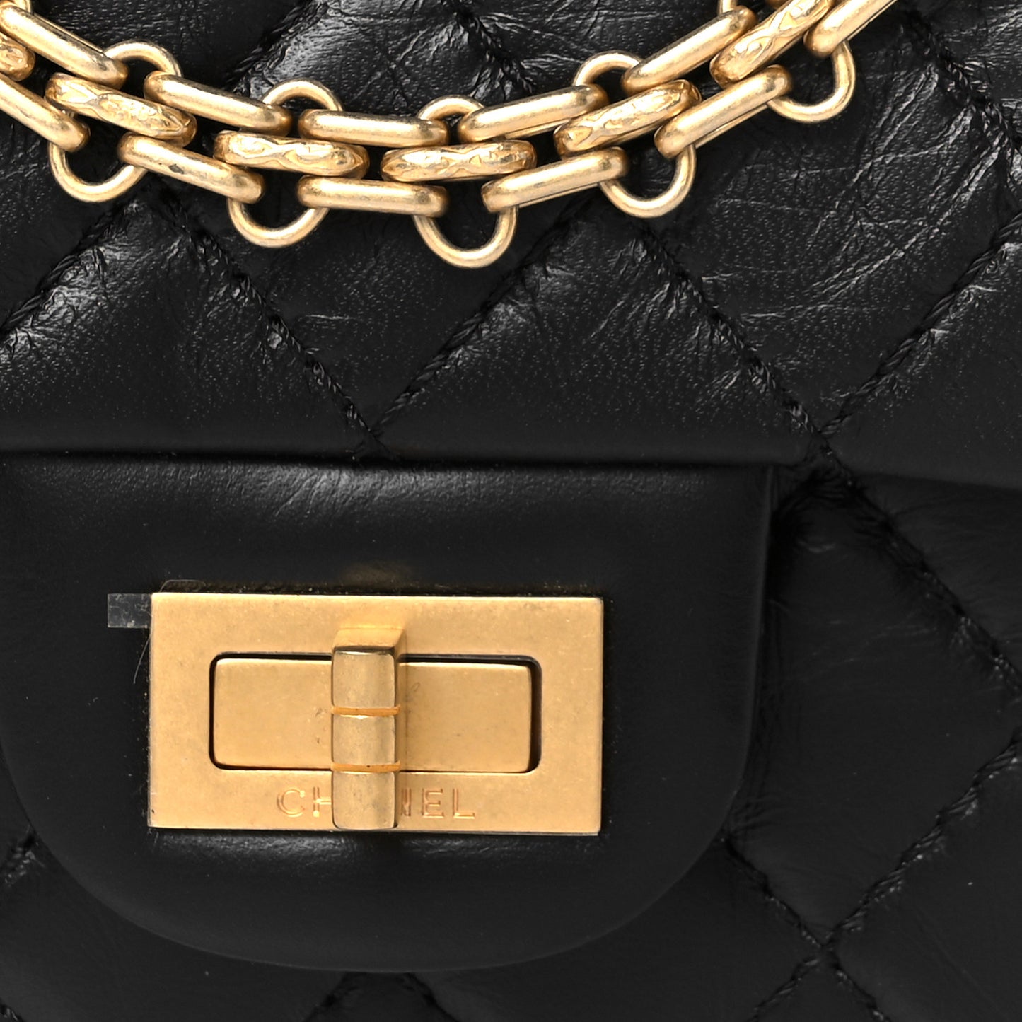 Aged Calfskin Quilted 2.55 Reissue Mini Flap Black