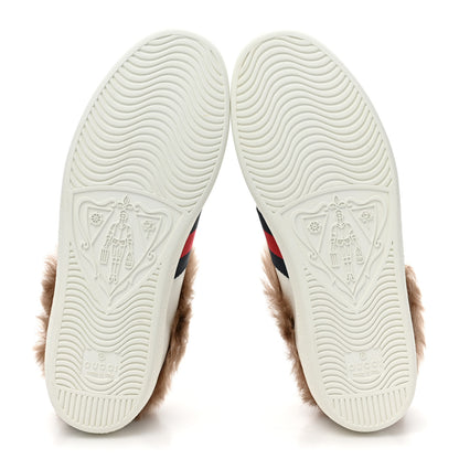 Gucci Calfskin Wool Web Bee Embroidered Womens Ace Sneakers 36 White 5 of 8