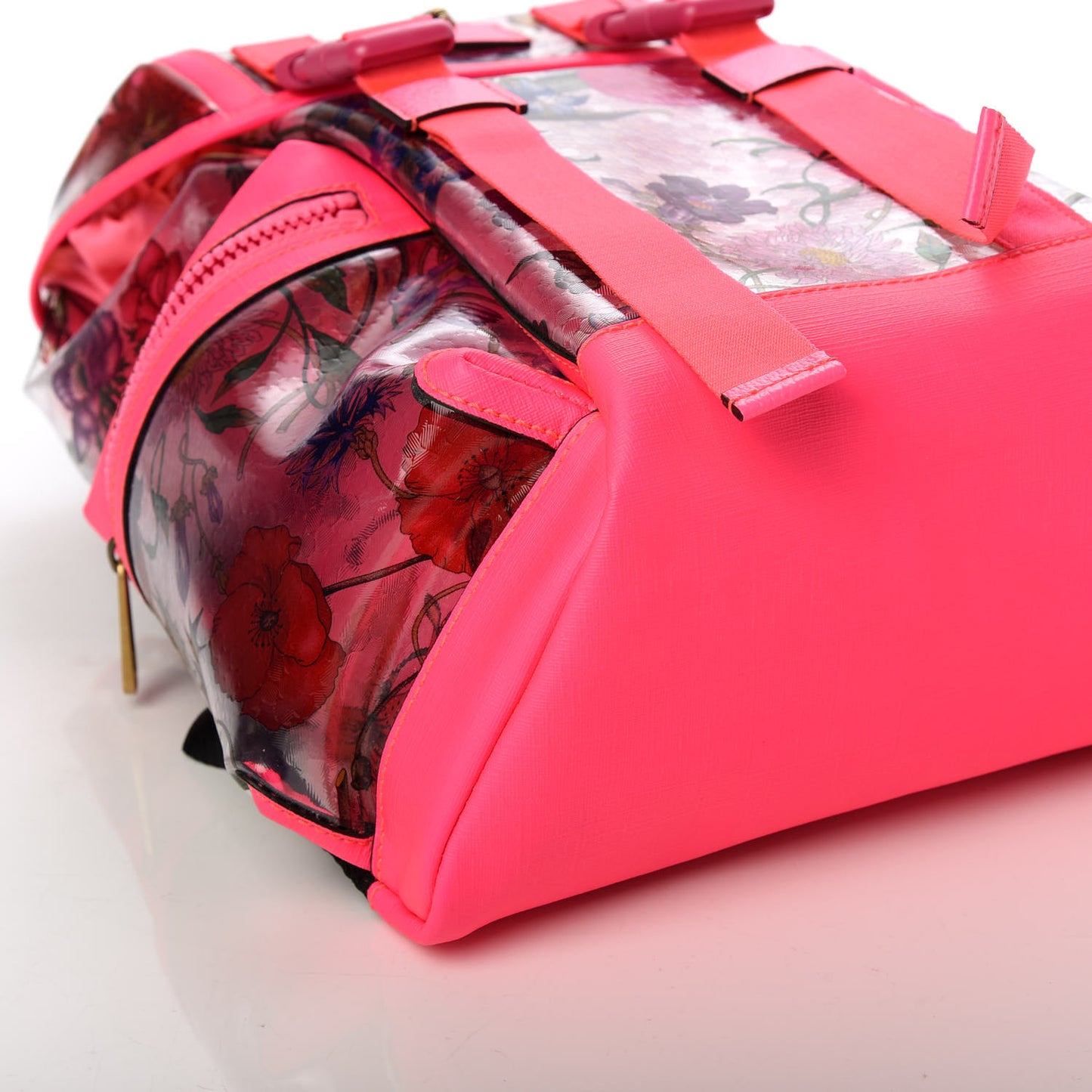 PVC Floral Double Buckle Backpack Fuchsia