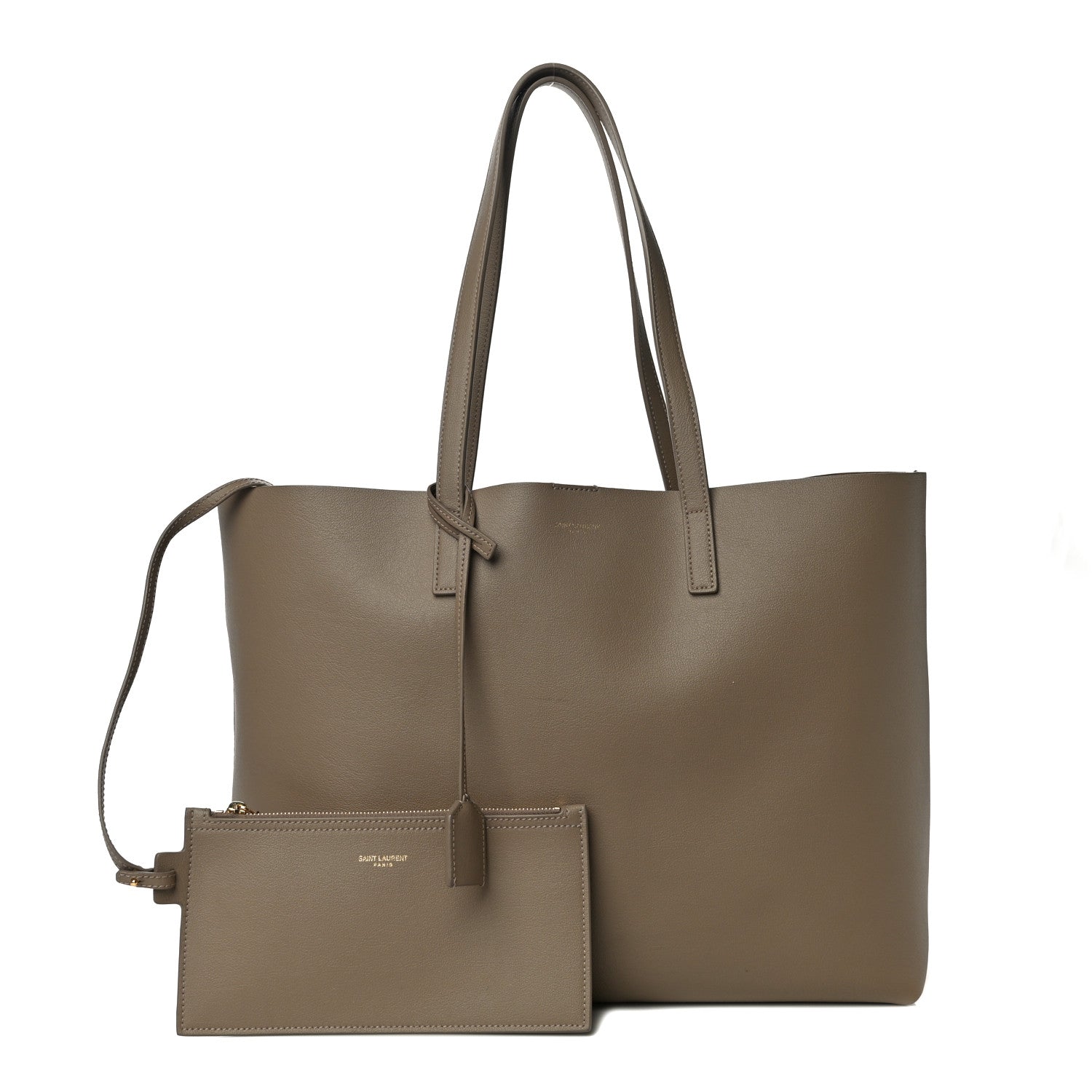 Saint Laurent Calfskin Large Shopping Tote Dark Beige 1 of 14
