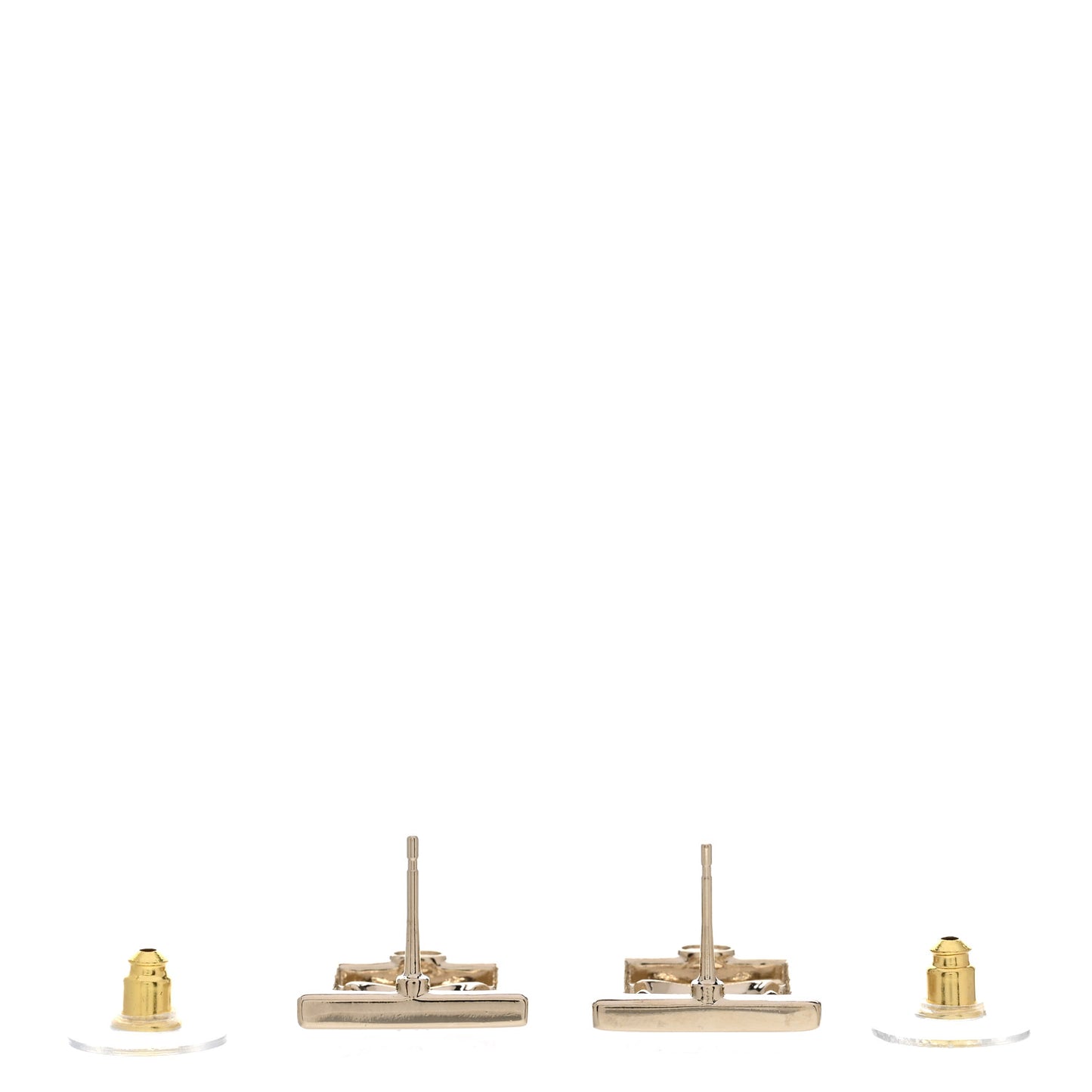 Metal Crystal Square CC Earrings Gold