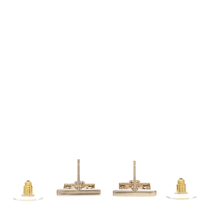 Chanel Metal Crystal Square CC Earrings Gold 3 of 5