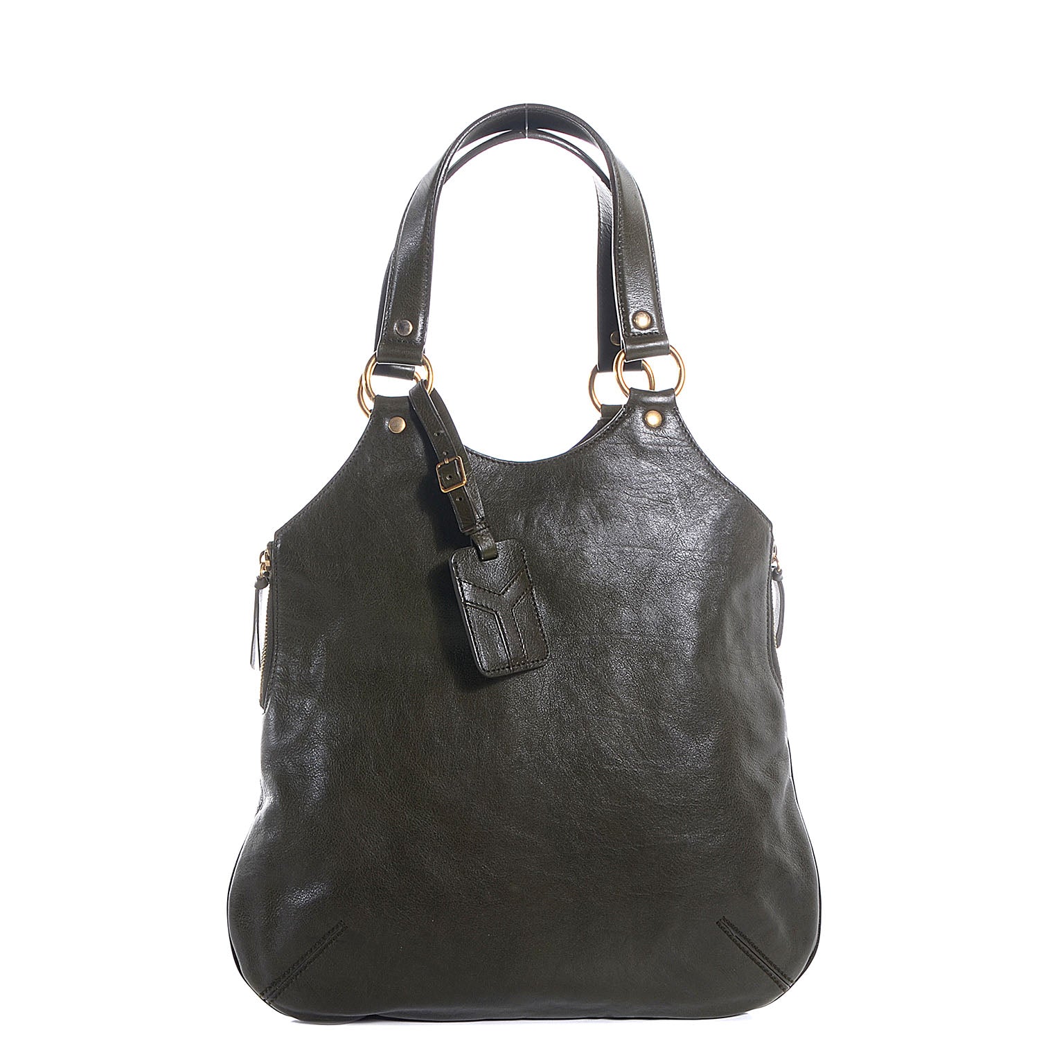 Saint Laurent Calfskin Small Tribute Tote Green 1 of 8