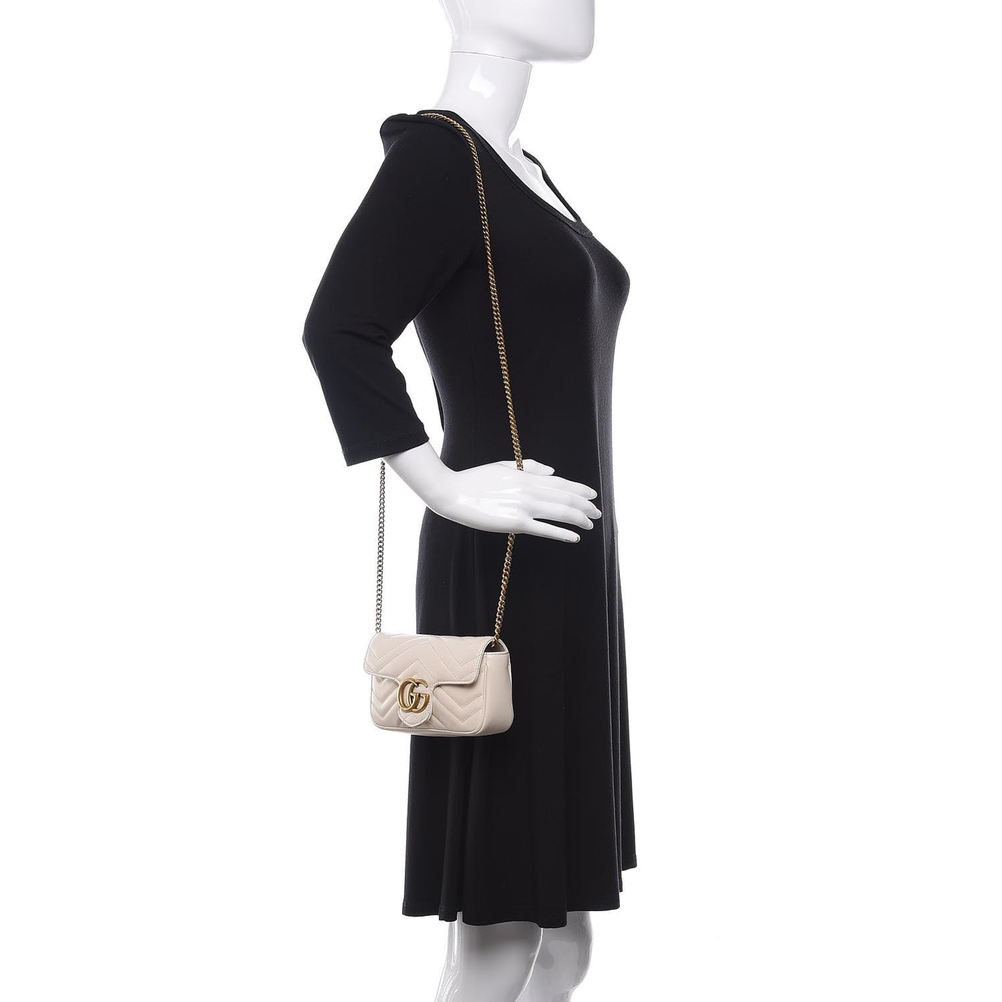 Calfskin Matelasse Super Mini GG Marmont Shoulder Bag White