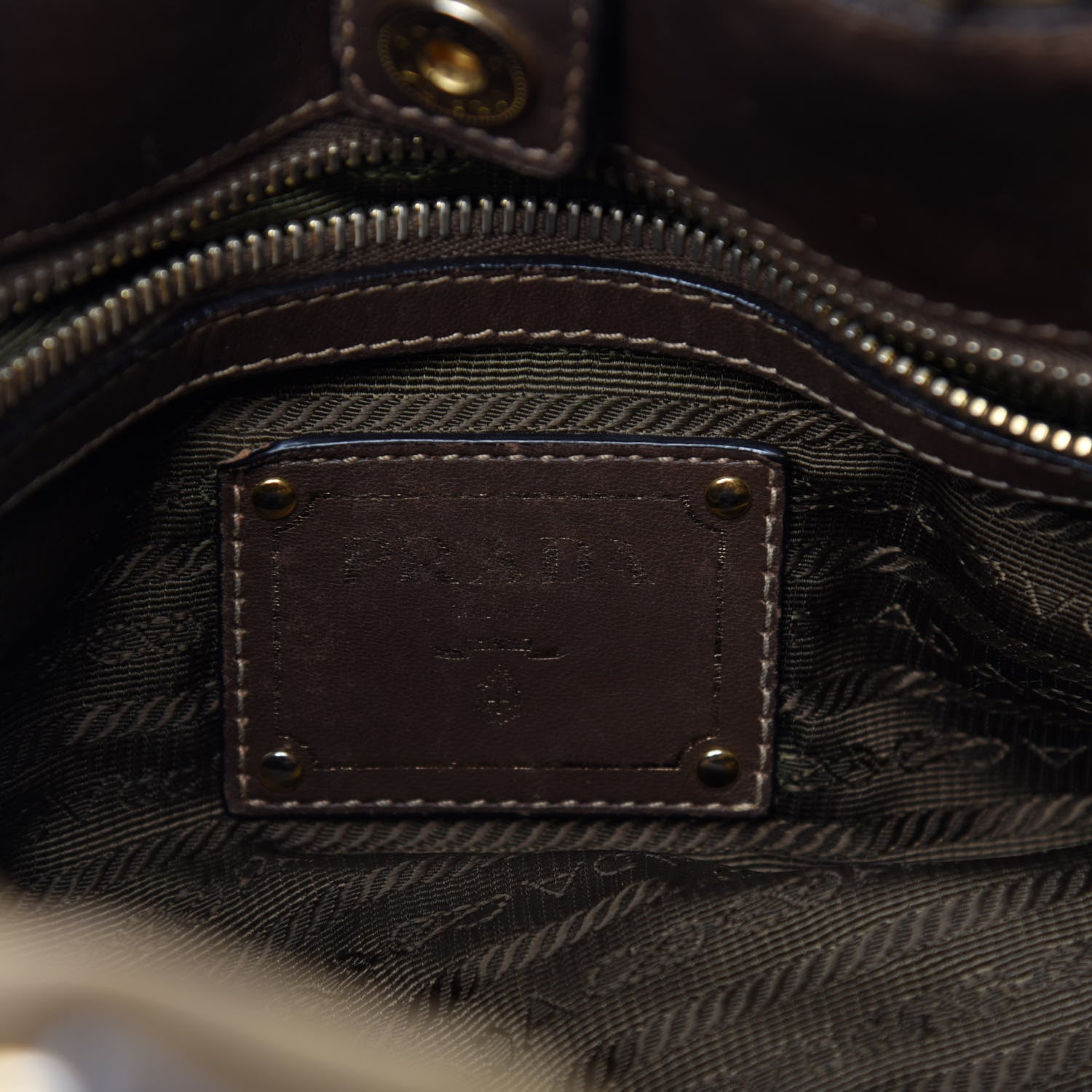 Prada Tessuto Nylon Jacquard Logo Tote Brown 16 of 18