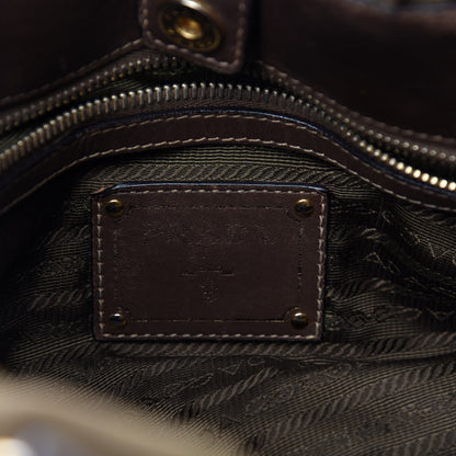 Prada Tessuto Nylon Jacquard Logo Tote Brown 16 of 18