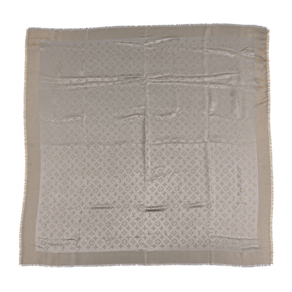 Louis Vuitton Silk Lurex Wool Monogram Shine Shawl Greige 1 of 3